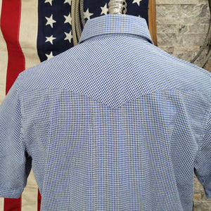 Wing Man- Men's Short Sleeve Seersucker Check (Blue)