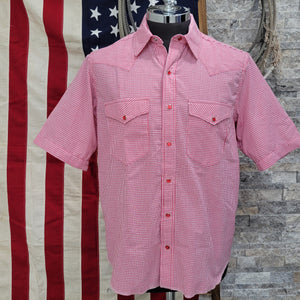 Wing Man- Men's Short Sleeve Seersucker Check (Red)