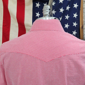 Wing Man- Men's Short Sleeve Seersucker Check (Red)