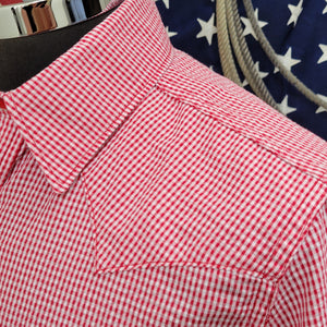 Wing Man- Men's Short Sleeve Seersucker Check (Red)