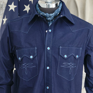 The Highwayman- Men's deep Indigo Selvedge Western Shirt