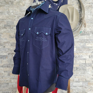The Highwayman- Men's deep Indigo Selvedge Western Shirt