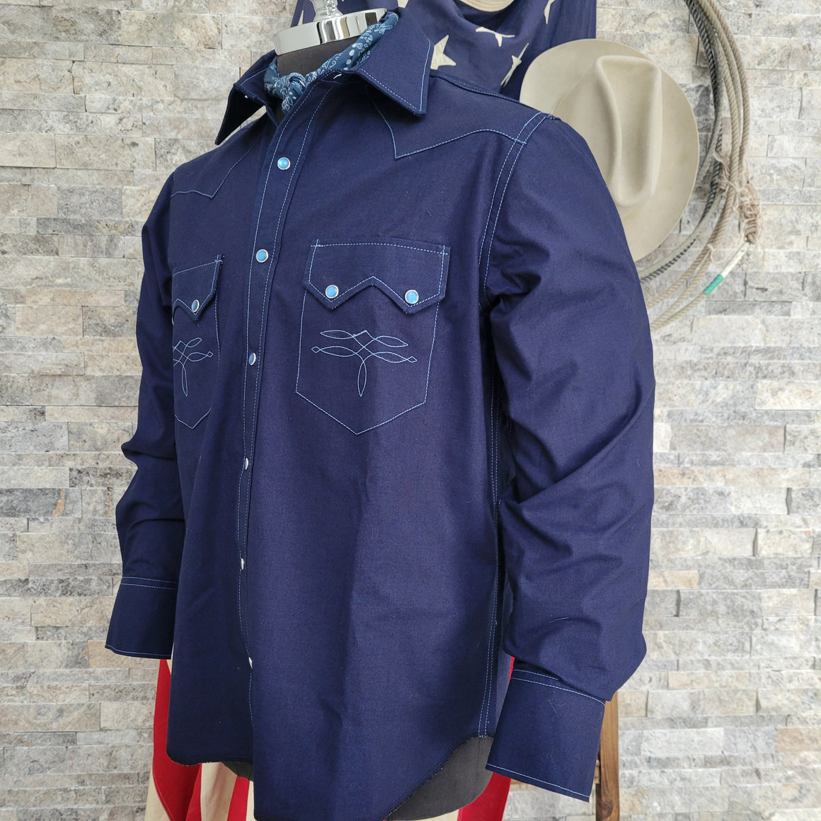 The Highwayman- Men's deep Indigo Selvedge Western Shirt