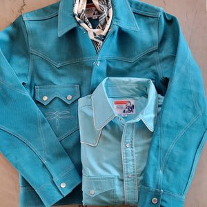 Jack of Diamonds- Men's Turquoise Selvedge Denim Jacket