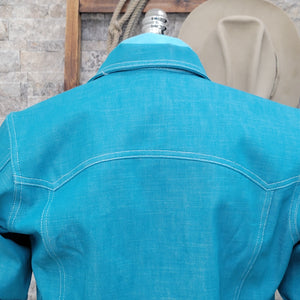 Jack of Diamonds- Men's Turquoise Selvedge Denim Jacket