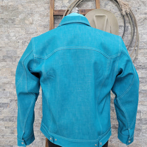 Jack of Diamonds- Men's Turquoise Selvedge Denim Jacket