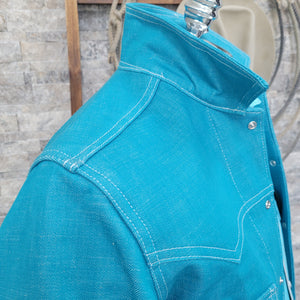 Jack of Diamonds- Men's Turquoise Selvedge Denim Jacket