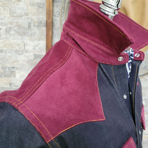 The Wanderer II- Men's Selvedge Denim Western Shirt with Corduroy Accents