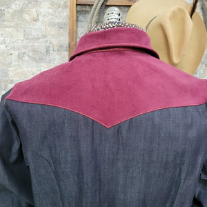 The Wanderer II- Men's Selvedge Denim Western Shirt with Corduroy Accents