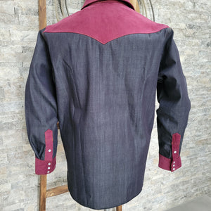 The Wanderer II- Men's Selvedge Denim Western Shirt with Corduroy Accents