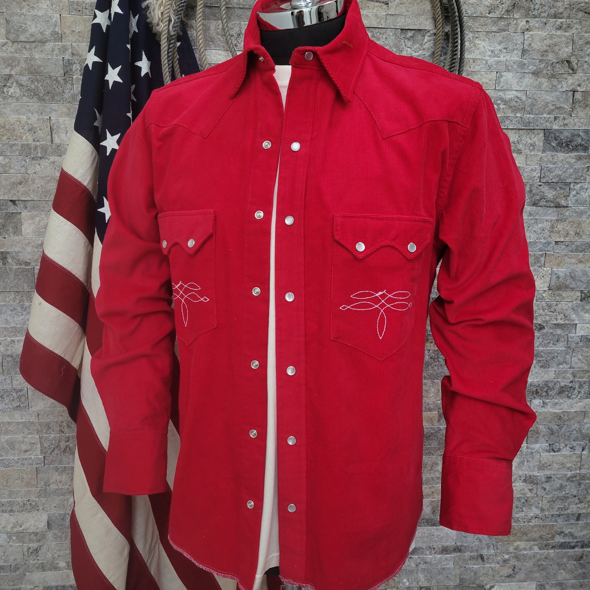 The Highwayman- Long Sleeve Red Corduroy Western Shirt