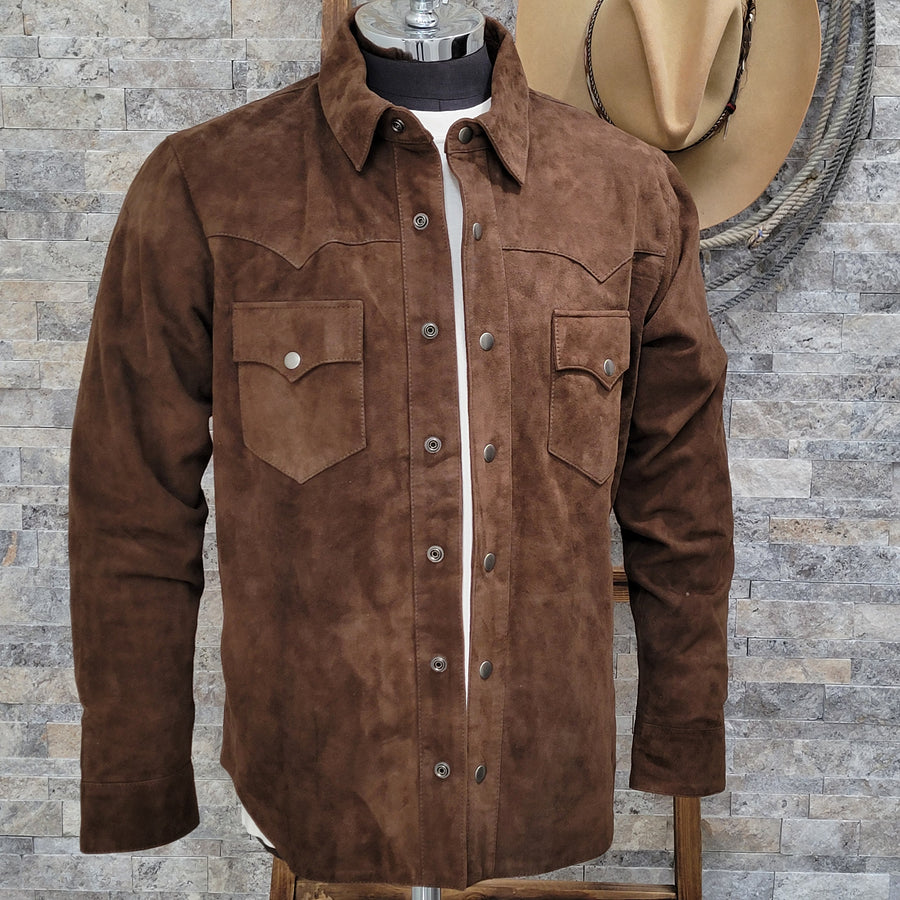 The Rancher- Suede Western Shirt Jacket (Espresso)