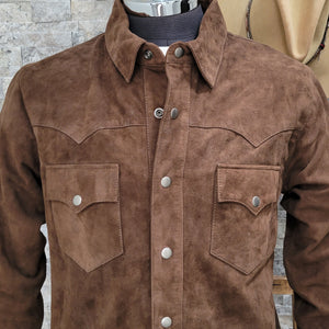 The Rancher- Suede Western Shirt Jacket (Espresso)
