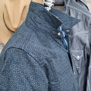 The Rambler- Men's Long Sleeve Mosaic Western Shirt (Indigo)