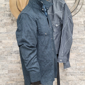 The Rambler- Men's Long Sleeve Mosaic Western Shirt (Indigo)