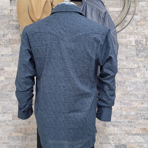 The Rambler- Men's Long Sleeve Mosaic Western Shirt (Indigo)