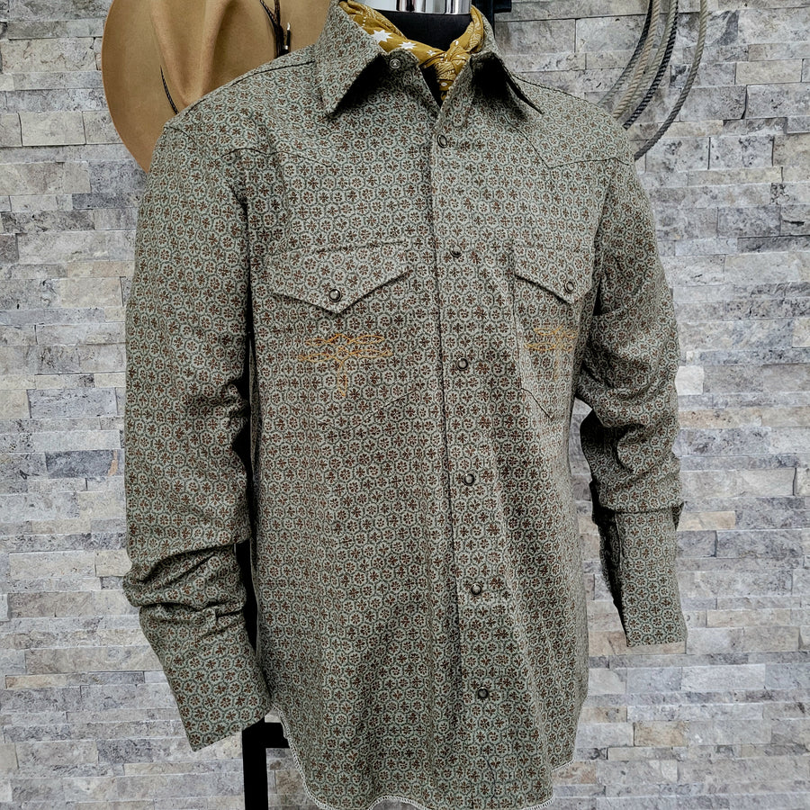The Rambler- Men's Long Mosaic Western Shirt (Cypress)