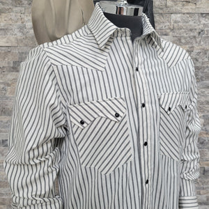 Saloon Stripe- Men's Luxury Stripe Western Shirt (White)