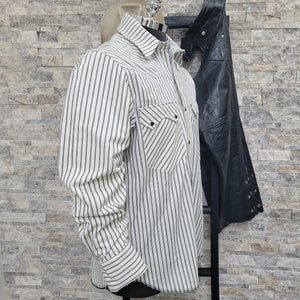 Saloon Stripe- Men's Luxury Stripe Western Shirt (White)