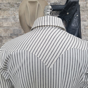 Saloon Stripe- Men's Luxury Stripe Western Shirt (White)