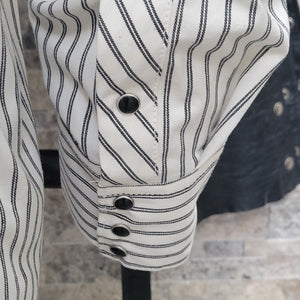 Saloon Stripe- Men's Luxury Stripe Western Shirt (White)