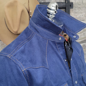 The Highwayman- Men's Long Sleeve Sapphire Corduroy Western Shirt