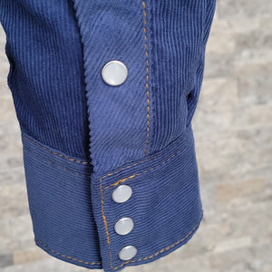 The Highwayman- Men's Long Sleeve Sapphire Corduroy Western Shirt