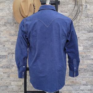 The Highwayman- Men's Long Sleeve Sapphire Corduroy Western Shirt