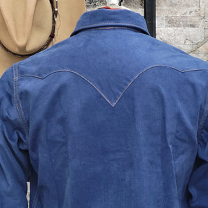 The Highwayman- Men's Long Sleeve Sapphire Corduroy Western Shirt