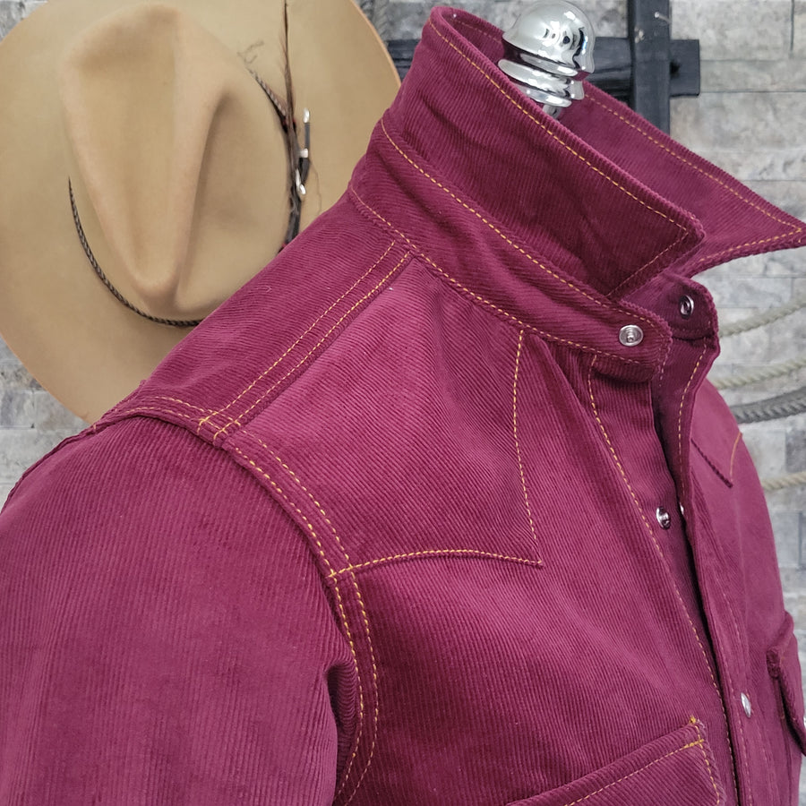 The Highwayman- Long Sleeve Oxblood Corduroy Western Shirt