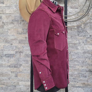 The Highwayman- Long Sleeve Oxblood Corduroy Western Shirt