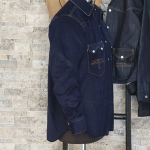 The Highwayman- Men's Long Sleeve Navy Corduroy Western Shirt