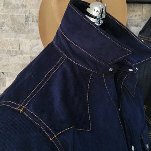 The Highwayman- Men's Long Sleeve Navy Corduroy Western Shirt