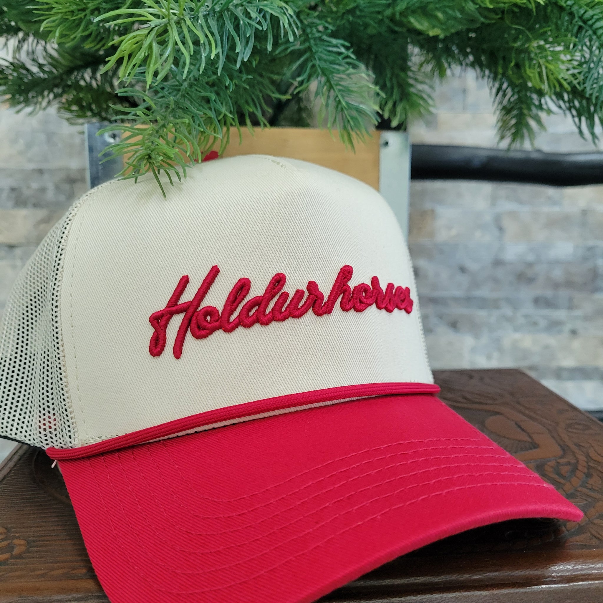 Ball Cap- HoldurHorses (Red/Natural)