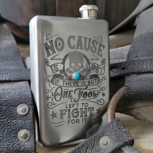 Flask- Stainless Western Conversation with Turquoise