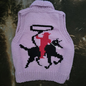 Vest- Handknit Cowboy Swing Vest (Lilac)