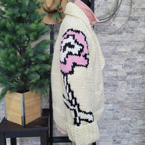 Cardigan- Handknit Floral Jacket (Vanilla)