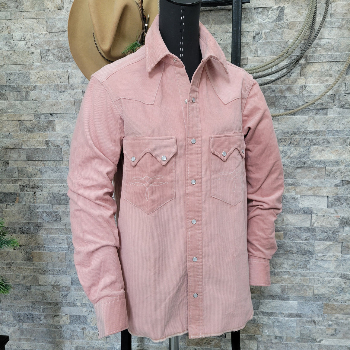 The Highwayman- Long Sleeve Desert Rose Corduroy Western Shirt