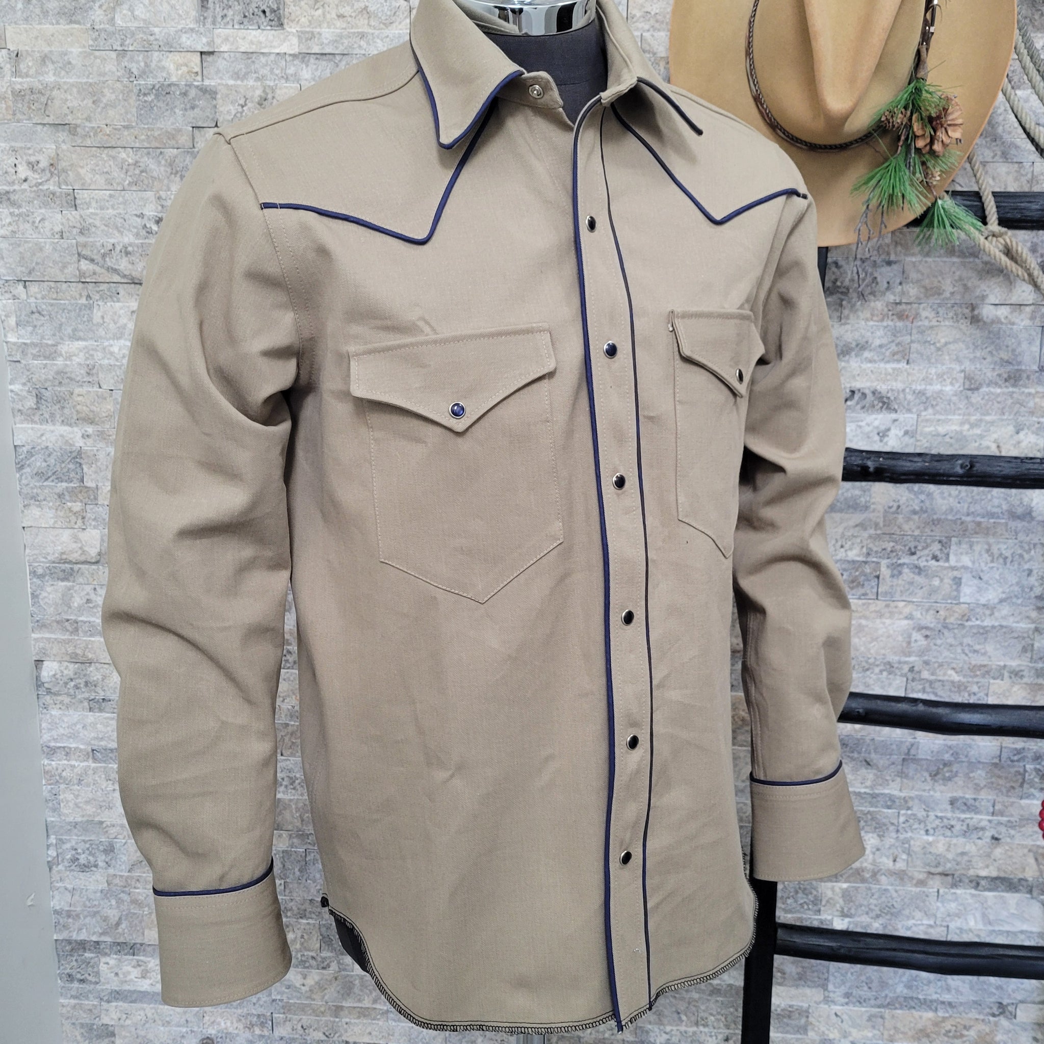 Veste Chemise Western - Bleu Imprimé Southwest Homme - Scully Taille S Veste Chemise Western - Bleu Imprimé Southwest Homme - Scully Taille S