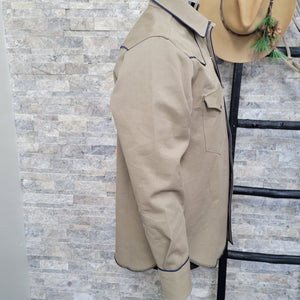 The Roper- Men's Tan Denim Piped Western Shirt