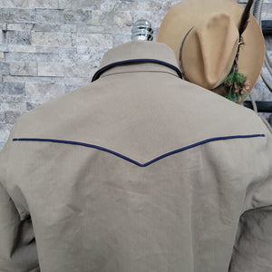 The Roper- Men's Tan Denim Piped Western Shirt