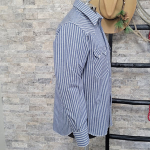 Saloon Stripe- Men's Luxury Stripe Western Shirt (Blue)