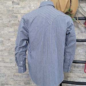 Saloon Stripe- Men's Luxury Stripe Western Shirt (Blue)