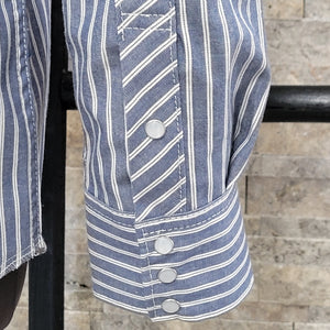 Saloon Stripe- Men's Luxury Stripe Western Shirt (Blue)