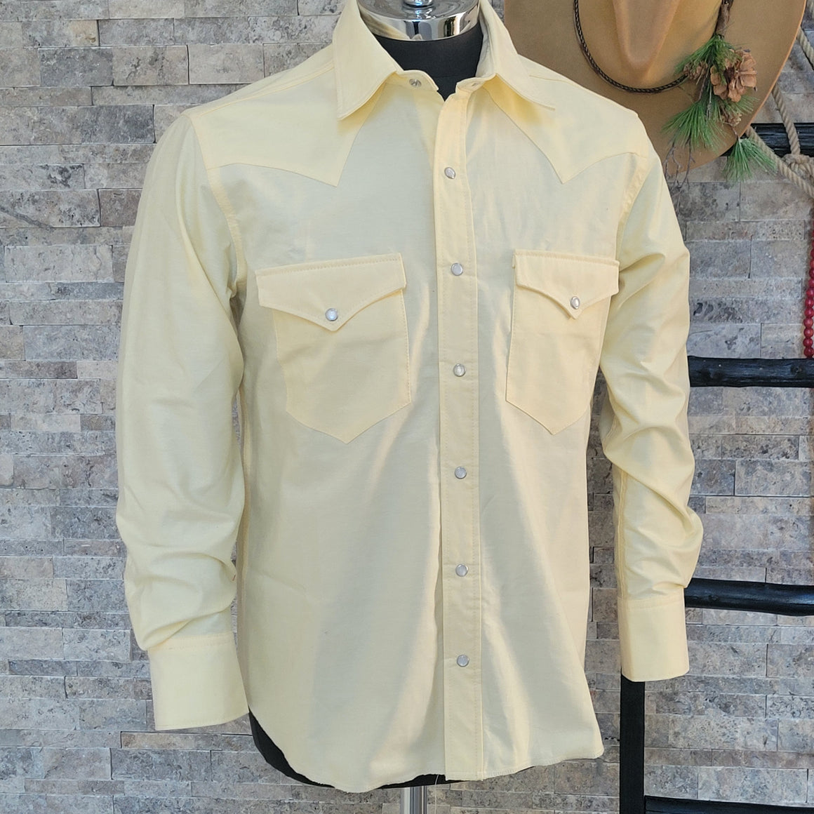 The Cattleman- Men's Yellow Oxford Western Shirt