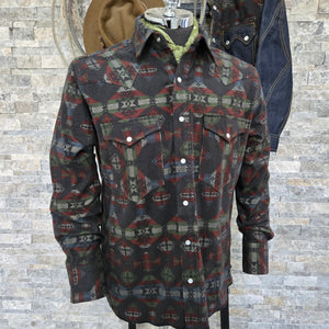 Southwest Showdown- Men's Flannel Long Sleeve Shirt (Navy)
