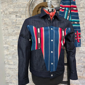 The Maverick- Men's Denim/Blue Serape Jacket