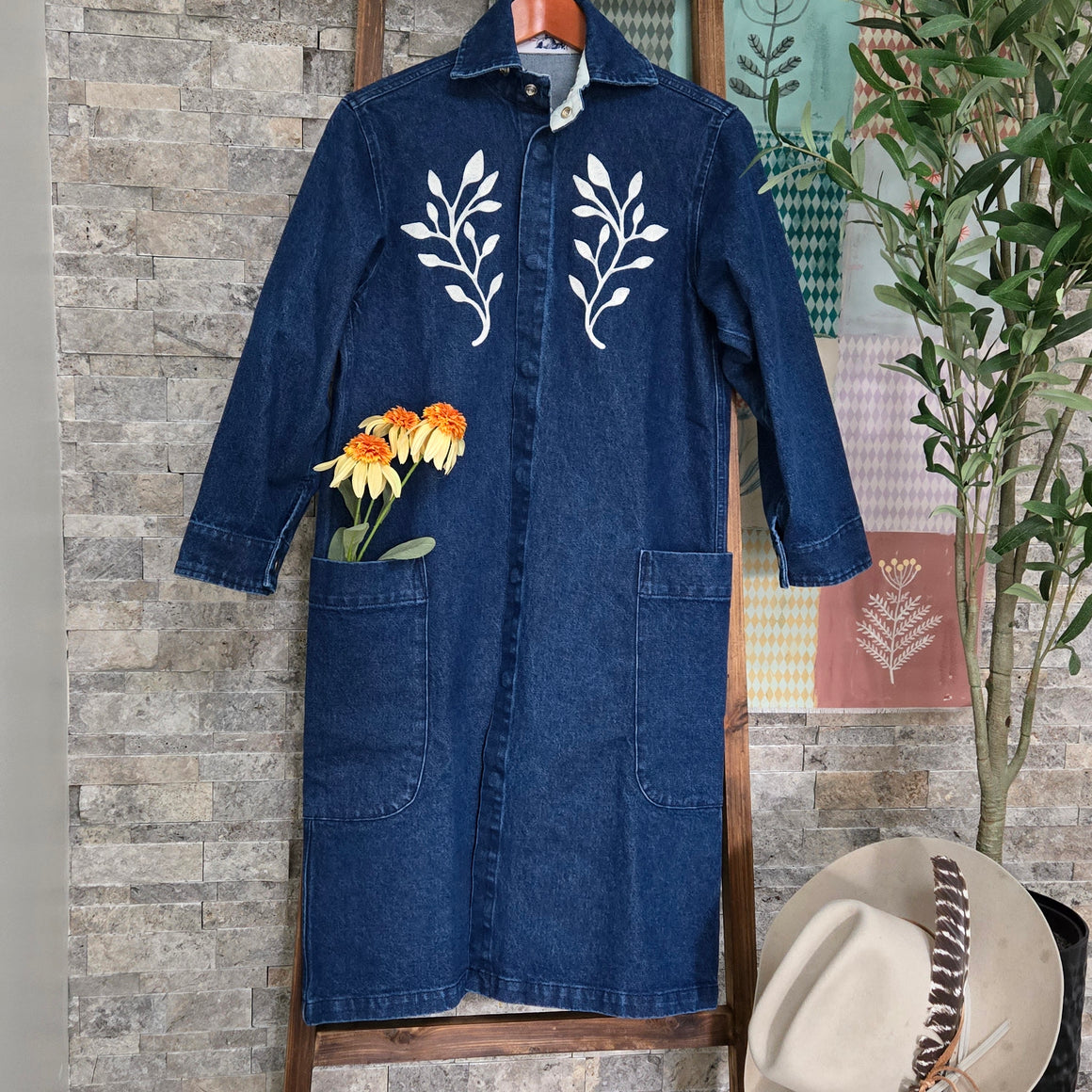 Duster- Field Bloom Chainstitched Denim (sz.S)