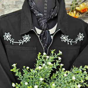 Coverall- Chainstitched Black Field Bloom (sz.L)