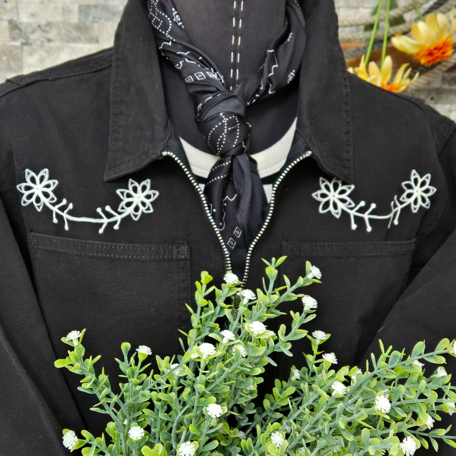Coverall- Chainstitched Black Field Bloom (sz.L)